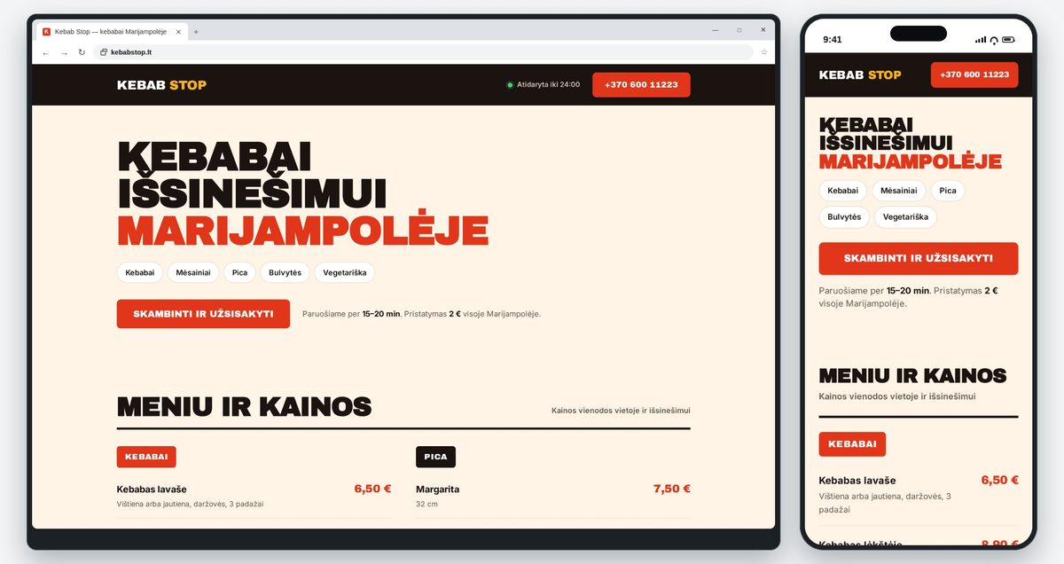 Kebabinės puslapio pavyzdys
